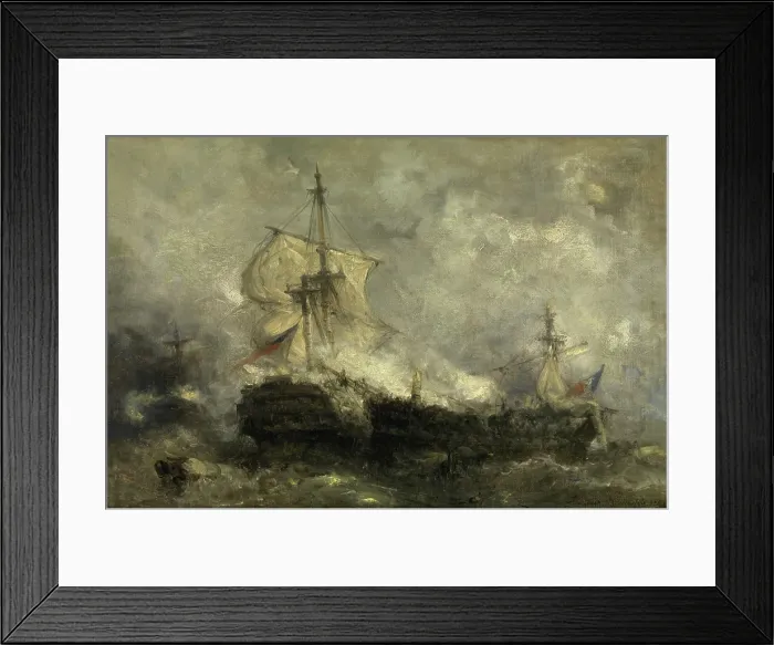 Framed Print : A Naval Battle, 1880. Creator: Hendrik Frans Schaefels Framed Print : A Naval Battle, 1880. Creator: Hendrik Frans Schaefels