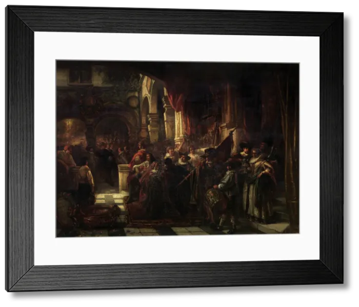 Framed Print : The Reception of Peter Paul Rubens by the Antwerp Arquebusiers, 1851. Creator: Jan August Hendrik Leys Framed Print : The Reception of Peter Paul Rubens by the Antwerp Arquebusiers, 1851. Creator: Jan August Hendrik Leys
