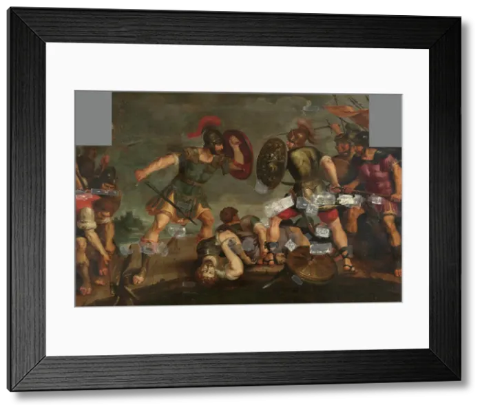 Framed Print : Horatius Cocles at the Pons Sublicius, 1620. Creator: Hieronymus Francken II Framed Print : Horatius Cocles at the Pons Sublicius, 1620. Creator: Hieronymus Francken II