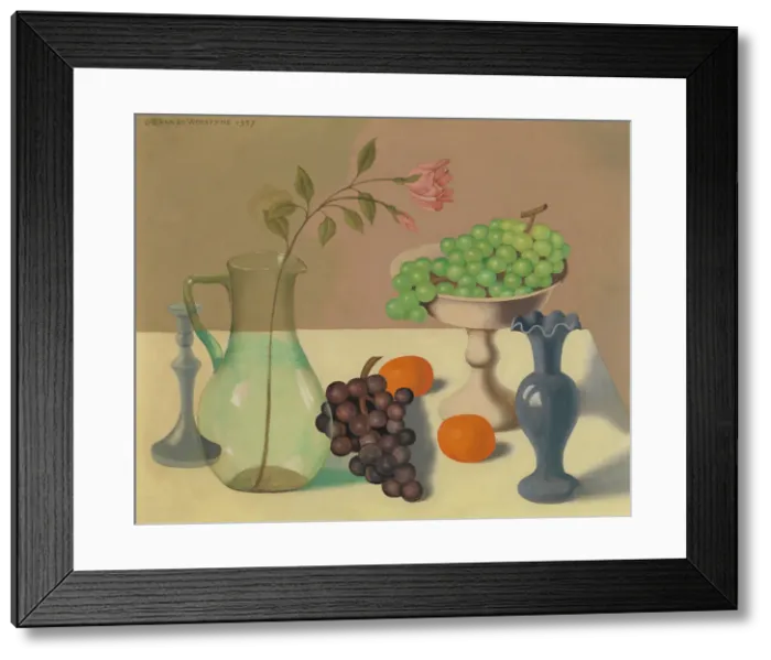 Framed Print : Still Life with Grapes, 1937. Creator: Gustave van de Woestijne Framed Print : Still Life with Grapes, 1937. Creator: Gustave van de Woestijne
