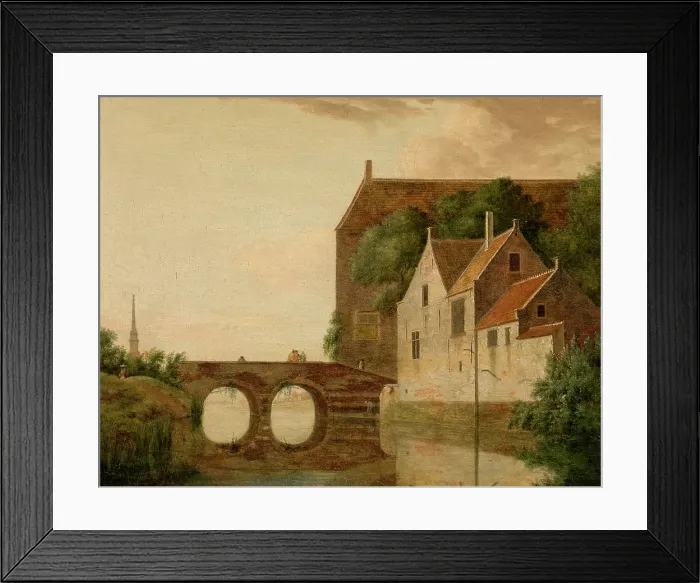 Framed Print : Bridge over a River, c1660-1710. Creator: Jan van der Heyden