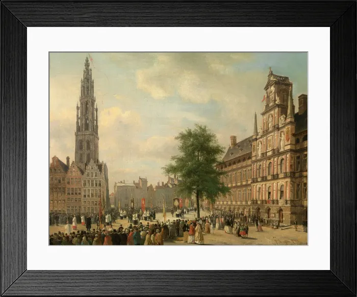 Framed Print : Procession on the Grote Markt in Antwerp, 1848. Creator: Jean Michel Ruyten Framed Print : Procession on the Grote Markt in Antwerp, 1848. Creator: Jean Michel Ruyten