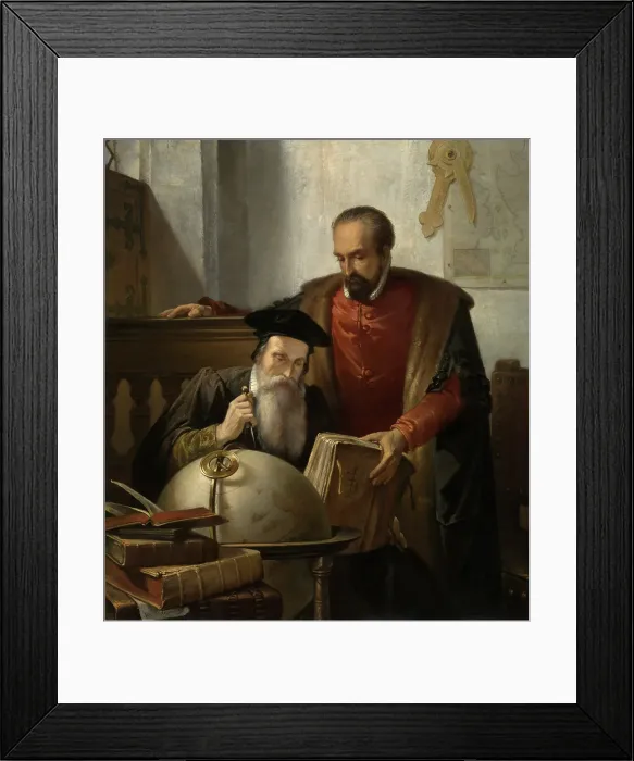 Framed Print : Mercator and Ortelius, 1870. Creator: Joseph Bellemans Framed Print : Mercator and Ortelius, 1870. Creator: Joseph Bellemans