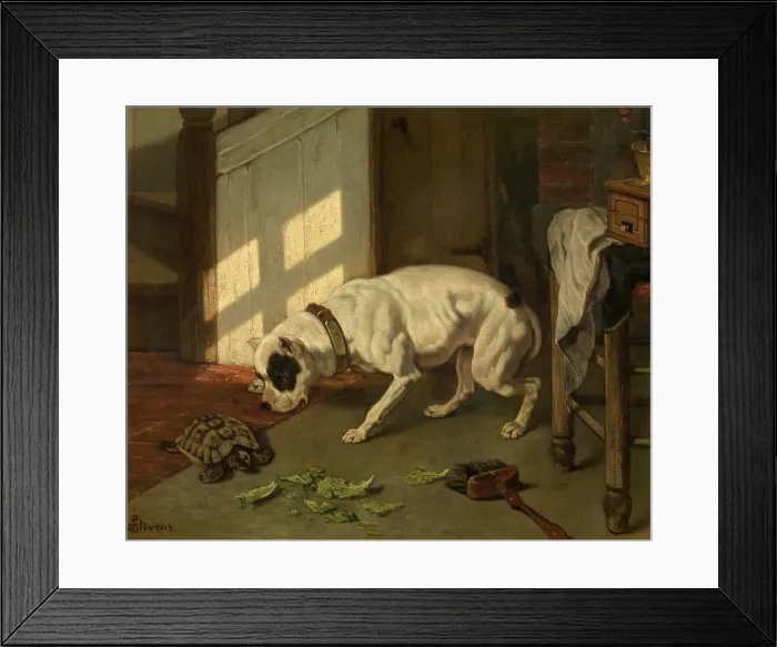Framed Print : Dog with Tortoise, c1840-1890. Creator: Joseph Stevens Framed Print : Dog with Tortoise, c1840-1890. Creator: Joseph Stevens