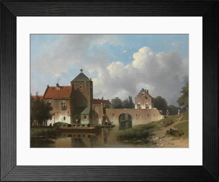 Framed Print : The IJsselpoort at IJsselstein, 1852. Creator: Jan Weissenbruch Framed Print : The IJsselpoort at IJsselstein, 1852. Creator: Jan Weissenbruch