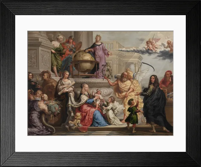 Framed Print : Allegorical Adoration of the Birth of a Prince, 1659. Creator: Johannes Ykens Framed Print : Allegorical Adoration of the Birth of a Prince, 1659. Creator: Johannes Ykens