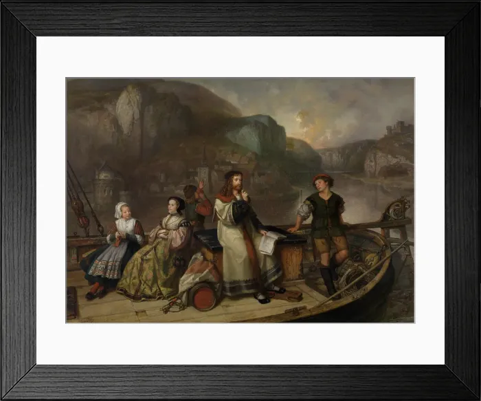 Framed Print : Albrecht Durer Sailing down the Rhin, 1855. Creator: Joseph Lies