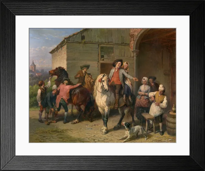Framed Print : Horsemen at the Inn, 1856. Creator: Jean-Baptiste Madou Framed Print : Horsemen at the Inn, 1856. Creator: Jean-Baptiste Madou