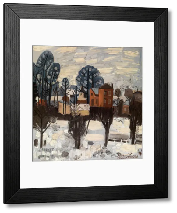 Framed Print : Snowy Landscape, 1938. Creator: Jean Brusselmans Framed Print : Snowy Landscape, 1938. Creator: Jean Brusselmans