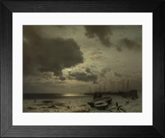 Framed Print : Moonlight in Winter, c1870-1920. Creator: Louis Douzette Framed Print : Moonlight in Winter, c1870-1920. Creator: Louis Douzette