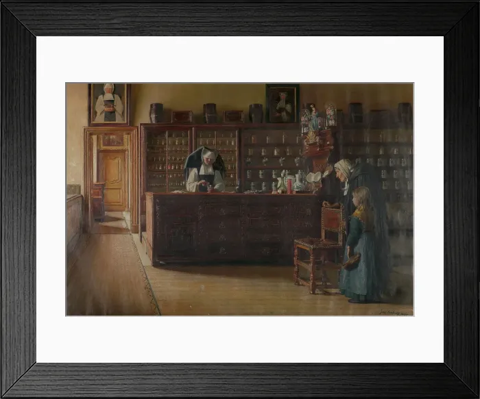 Framed Print : The Pharmacy in the Sint-Janshospitaal in Bruges. Creator: Jules Lambeaux Framed Print : The Pharmacy in the Sint-Janshospitaal in Bruges. Creator: Jules Lambeaux