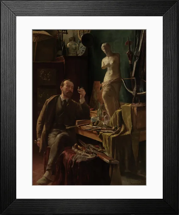Framed Print : Self Portrait in Studio, 1885. Creator: Louis Van Engelen Framed Print : Self Portrait in Studio, 1885. Creator: Louis Van Engelen
