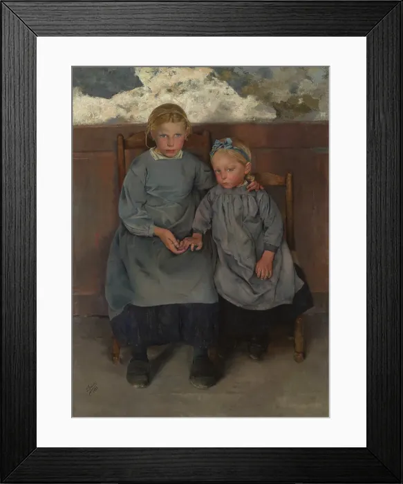 Framed Print : Les Boechelles. Two Walloon Peasant Children, 1888. Creator: Leon Frederic Framed Print : Les Boechelles. Two Walloon Peasant Children, 1888. Creator: Leon Frederic