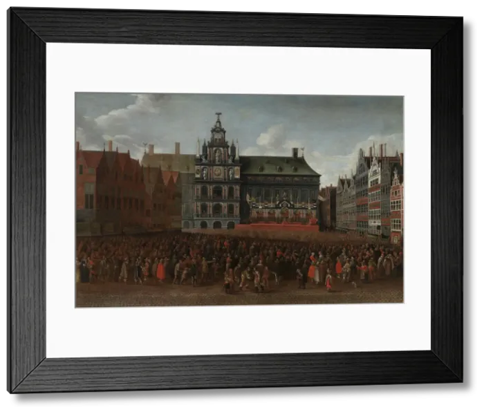Framed Print : The Proclamation of the Peace of Munster at the Grote Markt in Antwerp, 1649. Creator: Maximiliaen Pauwels Framed Print : The Proclamation of the Peace of Munster at the Grote Markt in Antwerp, 1649. Creator: Maximiliaen Pauwels