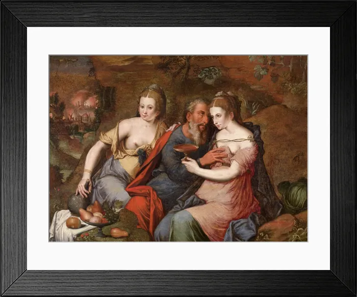 Framed Print : Lot and his Daughters, c.1540s. Creator: Master of the Prodigal Son Framed Print : Lot and his Daughters, c.1540s. Creator: Master of the Prodigal Son