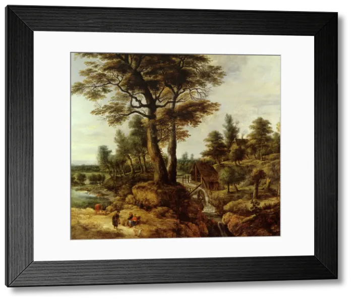 Framed Print : Water Mill, c1620-1670. Creator: Lucas van Uden Framed Print : Water Mill, c1620-1670. Creator: Lucas van Uden