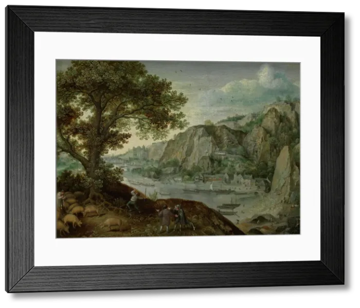 Framed Print : Huy viewed from Ahin, c1570-1580. Creator: Lucas van Valckenborch Framed Print : Huy viewed from Ahin, c1570-1580. Creator: Lucas van Valckenborch