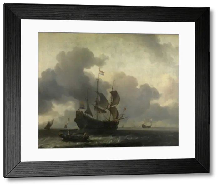 Framed Print : The Warship De Jacob at Anchor, c1650-1708. Creator: Ludolf Bakhuizen Framed Print : The Warship De Jacob at Anchor, c1650-1708. Creator: Ludolf Bakhuizen