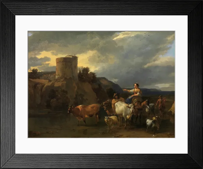 Framed Print : Returning from the Meadow, c1640-1683. Creator: Nicolaes Berchem Framed Print : Returning from the Meadow, c1640-1683. Creator: Nicolaes Berchem