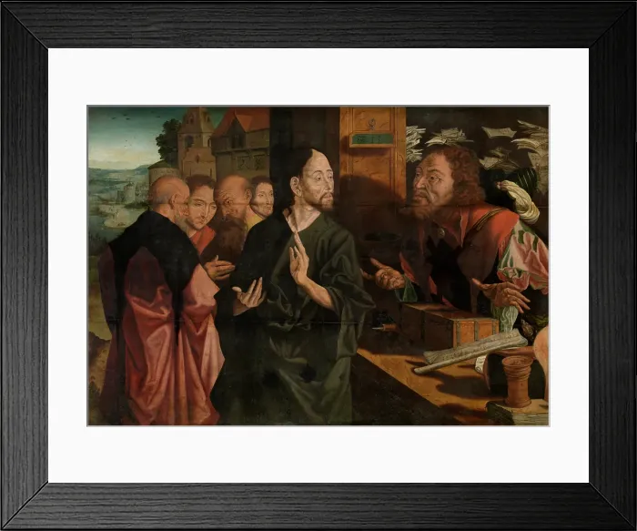Framed Print : Calling of Matthew, 1530. Creator: Marinus van Reymerswaele Framed Print : Calling of Matthew, 1530. Creator: Marinus van Reymerswaele