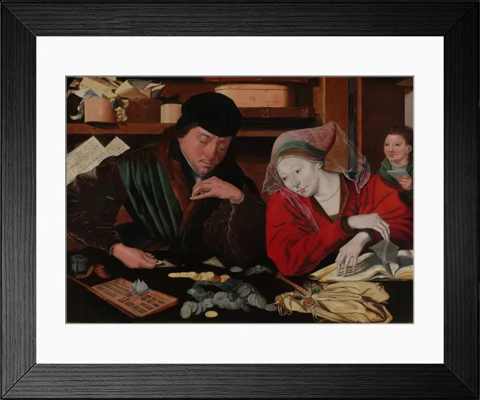 Framed Print : The Banker and his Wife, 1540. Creator: Marinus van Reymerswaele Framed Print : The Banker and his Wife, 1540. Creator: Marinus van Reymerswaele
