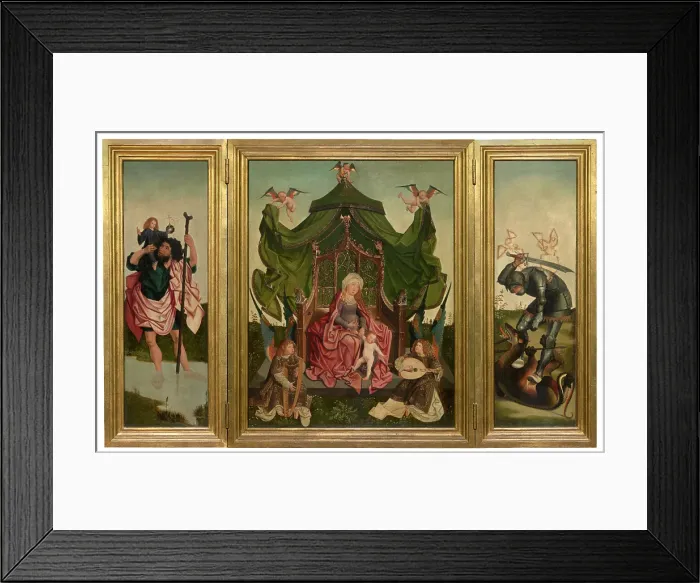 Framed Print : Madonna Enthroned, 1475-1499. Creator: Master of the Antwerp Triptych of the Virgin Framed Print : Madonna Enthroned, 1475-1499. Creator: Master of the Antwerp Triptych of the Virgin