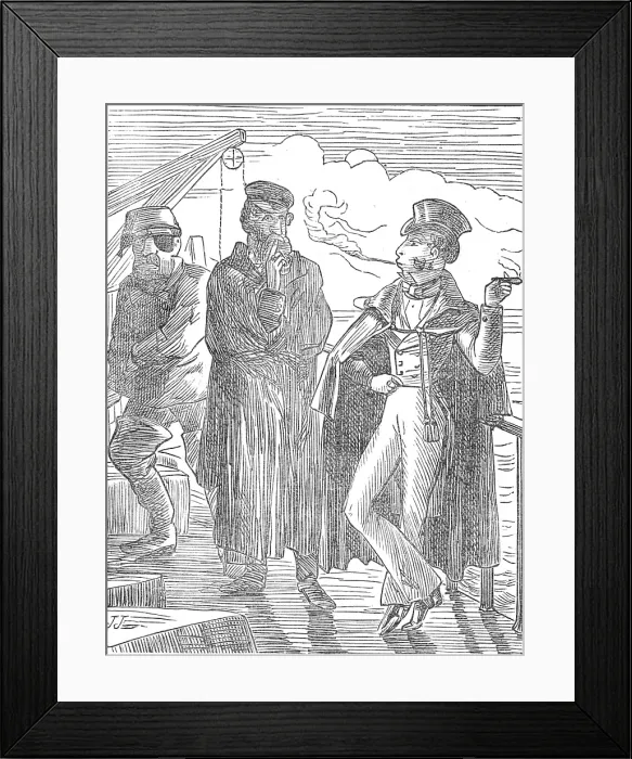 Framed Print : The taller had a Spanish cloak, while his companion wore a...pair of high fisherman's boots, 1872. Creator: J. J Framed Print : The taller had a Spanish cloak, while his companion wore a...pair of high fisherman's boots, 1872. Creator: J. J