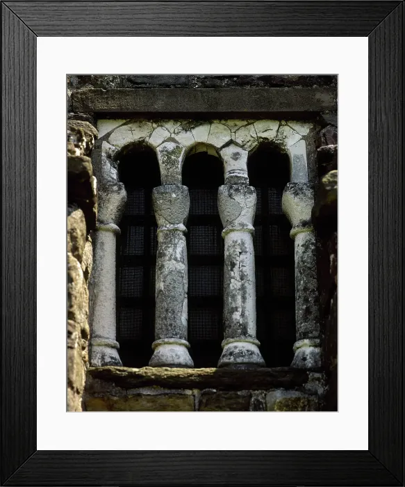 Framed Print : Original window, St Christine of Lena, Asturias, Spain, 9th century, (2002). Creator: LTL Framed Print : Original window, St Christine of Lena, Asturias, Spain, 9th century, (2002). Creator: LTL