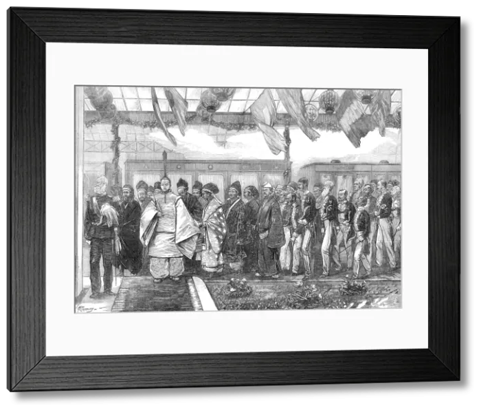 Framed Print : Opening of the first railway in Japan: arrival of the Mikado, 1872. Creator: Wentworth Framed Print : Opening of the first railway in Japan: arrival of the Mikado, 1872. Creator: Wentworth