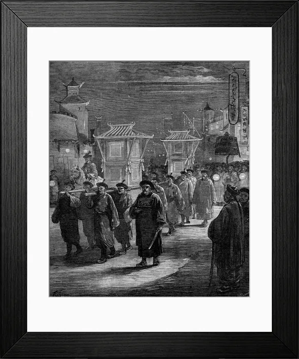 Framed Print : The Midnight Procession: tablets with titles of the bride - Chinese Imperial Marriage at Pekin, 1872 Creator: William James Palmer Framed Print : The Midnight Procession: tablets with titles of the bride - Chinese Imperial Marriage at Pekin, 1872 Creator: William James Palmer