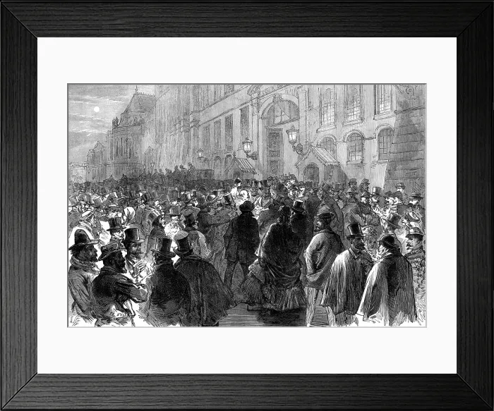 Framed Print : The crowd outside the National Assembly, Versailles, during the debate on the Dissolution, 1872. Creator: Unknown Framed Print : The crowd outside the National Assembly, Versailles, during the debate on the Dissolution, 1872. Creator: Unknown