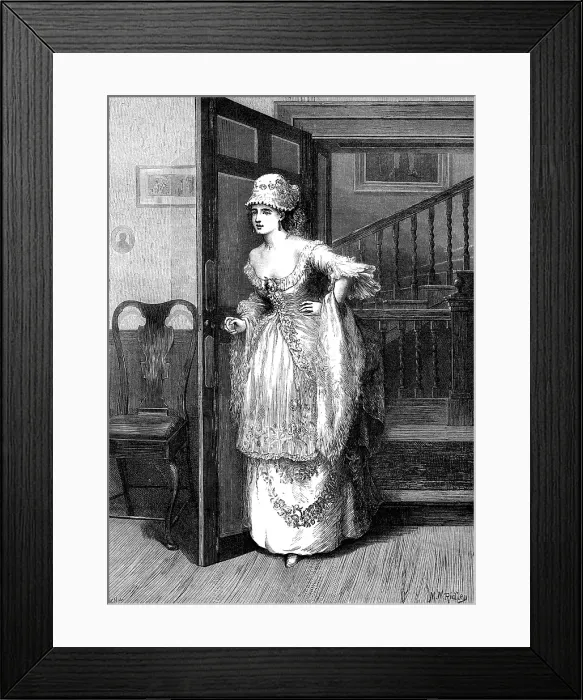 Framed Print : Private theatricals: Miss Hardcastle in She Stoops to Conquer, 1872. Creator: W. H Framed Print : Private theatricals: Miss Hardcastle in She Stoops to Conquer, 1872. Creator: W. H