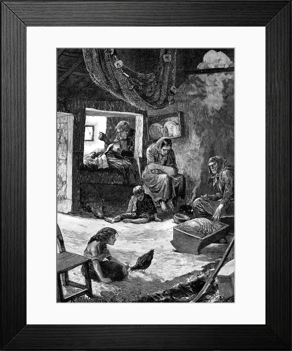Framed Print : Irish Sketches: a fisherman's cabin in Connemara, 1880. Creator: Unknown Framed Print : Irish Sketches: a fisherman's cabin in Connemara, 1880. Creator: Unknown