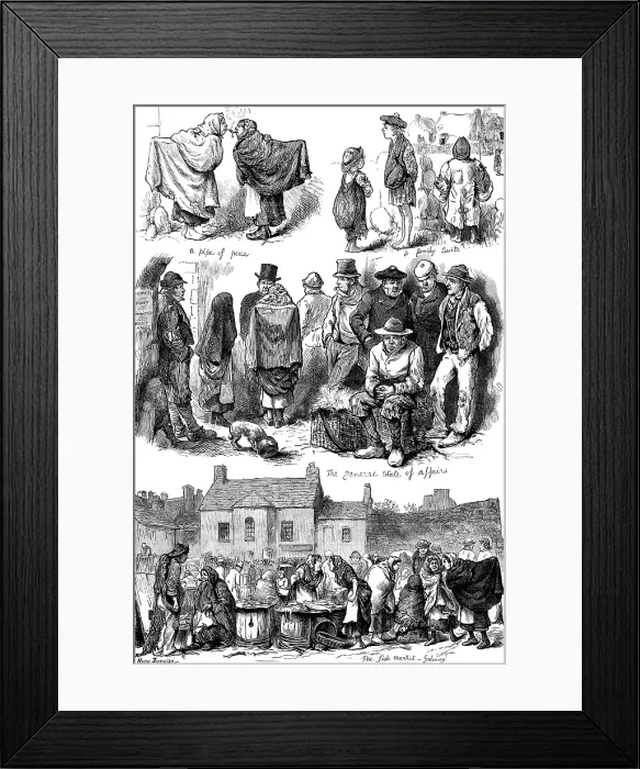 Framed Print : The State of Ireland: sketches in Galway, 1880. Creator: Unknown Framed Print : The State of Ireland: sketches in Galway, 1880. Creator: Unknown