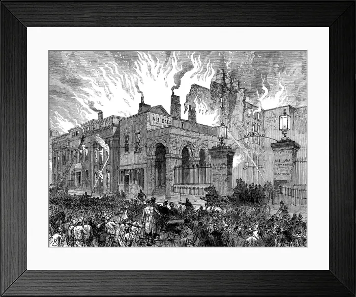 Framed Print : Burning of the Dublin Theatre, 1880. Creator: C. R Framed Print : Burning of the Dublin Theatre, 1880. Creator: C. R