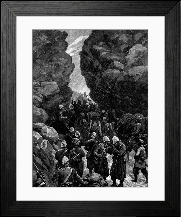 Framed Print : The Afghan War: a block in the Jugdulluk Pass, 1880. Creator: Unknown Framed Print : The Afghan War: a block in the Jugdulluk Pass, 1880. Creator: Unknown