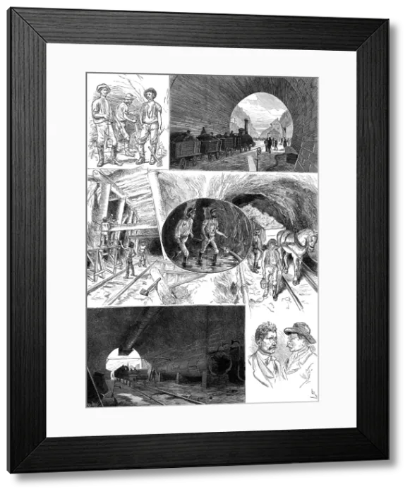 Framed Print : Sketches in the St. Gothard Tunnel, 1880. Creator: Charles Baude Framed Print : Sketches in the St. Gothard Tunnel, 1880. Creator: Charles Baude