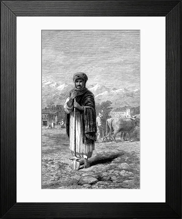 Framed Print : Sketches in Afghanistan: an Afghan agriculturist, 1880. Creator: Unknown Framed Print : Sketches in Afghanistan: an Afghan agriculturist, 1880. Creator: Unknown