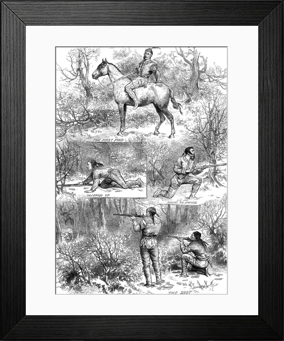 Framed Print : Hunting sketches among the Indians of Minnesota, 1880. Creator: Unknown Framed Print : Hunting sketches among the Indians of Minnesota, 1880. Creator: Unknown