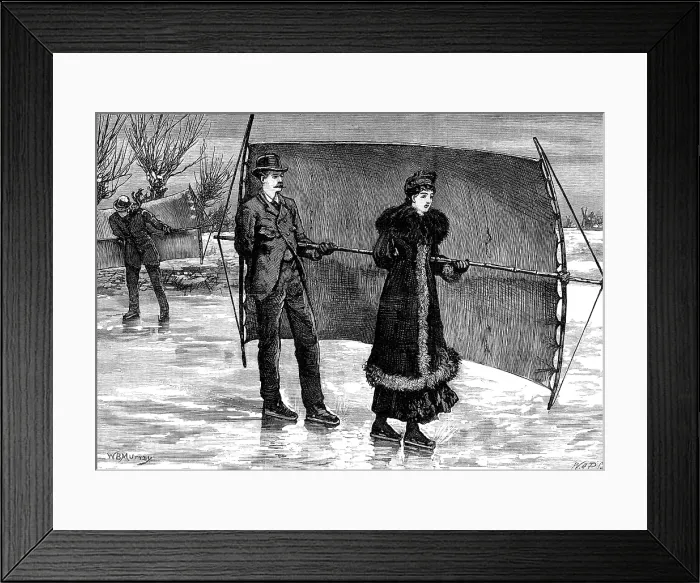 Framed Print : Sailing on skates, 1880. Creator: William James Palmer Framed Print : Sailing on skates, 1880. Creator: William James Palmer