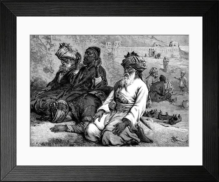 Framed Print : Afghans at their Namaz - a sketch by our special artist, 1880. Creator: Unknown Framed Print : Afghans at their Namaz - a sketch by our special artist, 1880. Creator: Unknown