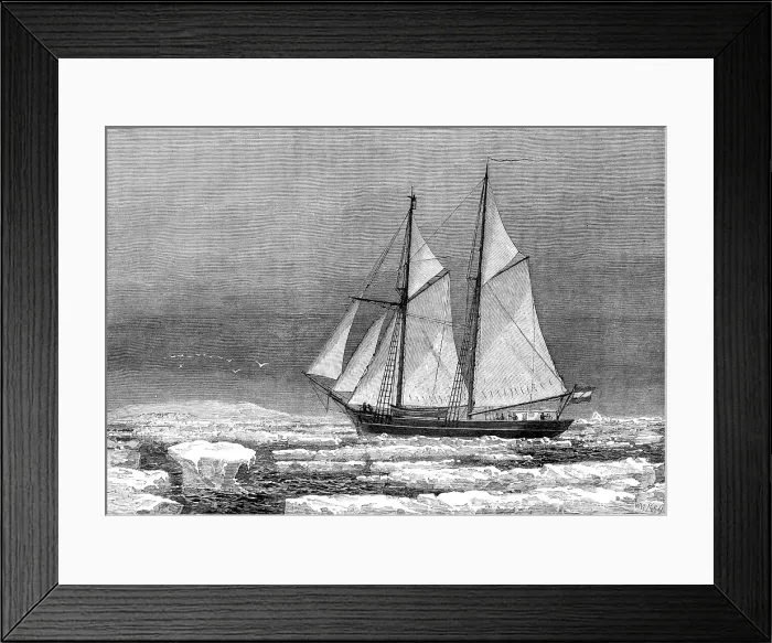 Framed Print : The Dutch Arctic Expedition: schooner Willem Barents sighting Franz Joseph Land, Sept. 7, 1870, 1880 Creator: Unknown Framed Print : The Dutch Arctic Expedition: schooner Willem Barents sighting Franz Joseph Land, Sept. 7, 1870, 1880 Creator: Unknown