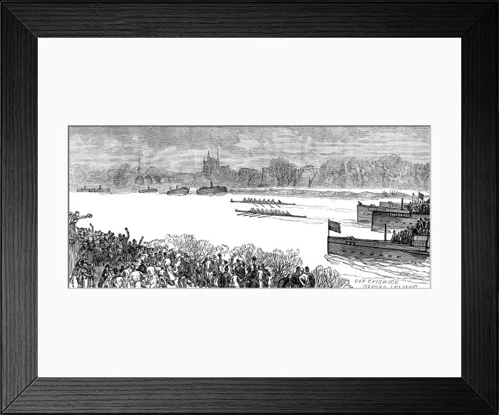Framed Print : The Oxford and Cambridge Boat-Race: the race on Monday morning, 1880. Creator: Unknown Framed Print : The Oxford and Cambridge Boat-Race: the race on Monday morning, 1880. Creator: Unknown