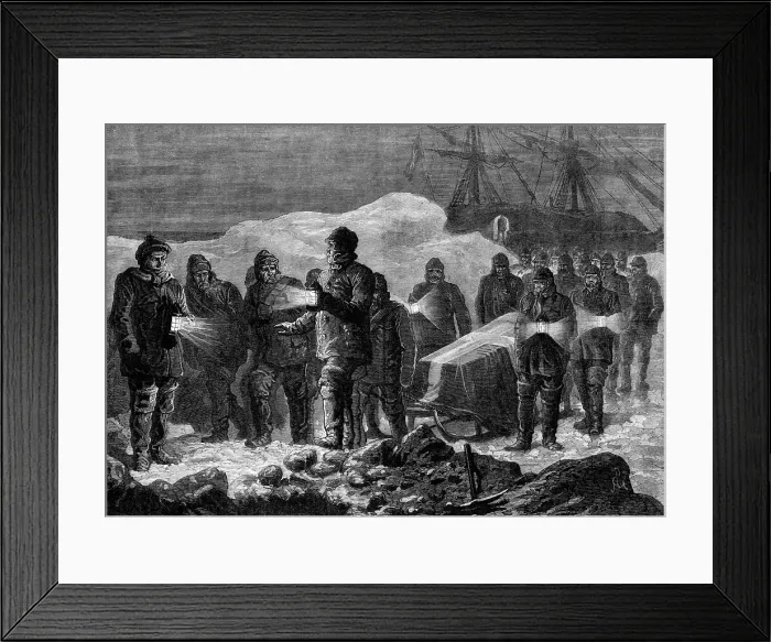 Framed Print : A funeral in the Arctic regions during the night of winter, 1880. Creator: Unknown Framed Print : A funeral in the Arctic regions during the night of winter, 1880. Creator: Unknown