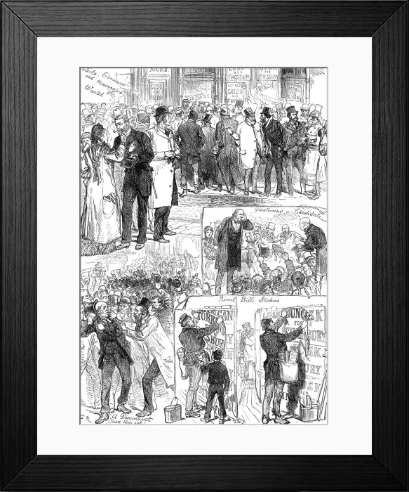 Framed Print : Election Sketches, 1880. Creator: Unknown Framed Print : Election Sketches, 1880. Creator: Unknown