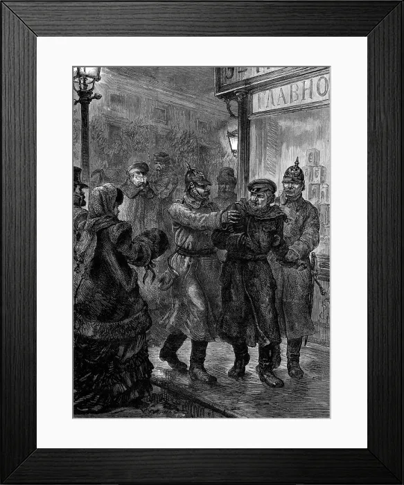 Framed Print : Arrest of a suspected nihilist at St. Petersburg, 1880. Creator: Unknown Framed Print : Arrest of a suspected nihilist at St. Petersburg, 1880. Creator: Unknown