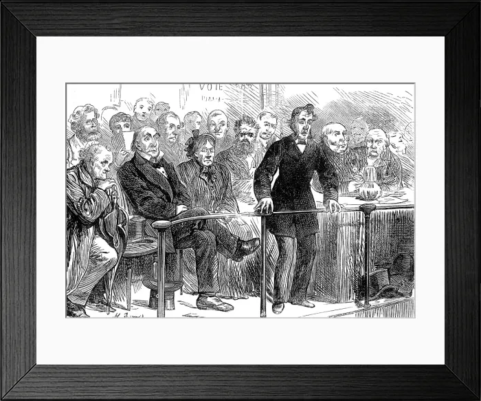 Framed Print : Election Sketches: modest merit, 1880. Creator: Unknown Framed Print : Election Sketches: modest merit, 1880. Creator: Unknown