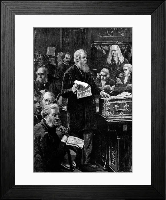 Framed Print : The Opening of Parliament: the Chancellor of the Exchequer speaking in the House of Commons, 1880. Creator: Unknown Framed Print : The Opening of Parliament: the Chancellor of the Exchequer speaking in the House of Commons, 1880. Creator: Unknown
