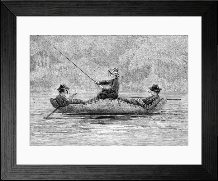 Framed Print : Fishing on the Ristigouche, in Canada - drawing by Princess Louise, 1880. Creator: Unknown Framed Print : Fishing on the Ristigouche, in Canada - drawing by Princess Louise, 1880. Creator: Unknown
