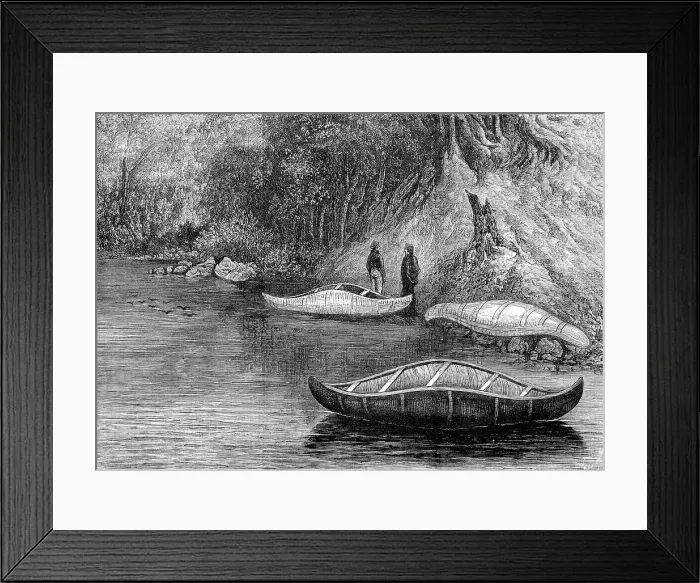 Framed Print : Fishing on the Ristigouche, in Canada - drawing by Princess Louise, 1880. Creator: Unknown Framed Print : Fishing on the Ristigouche, in Canada - drawing by Princess Louise, 1880. Creator: Unknown